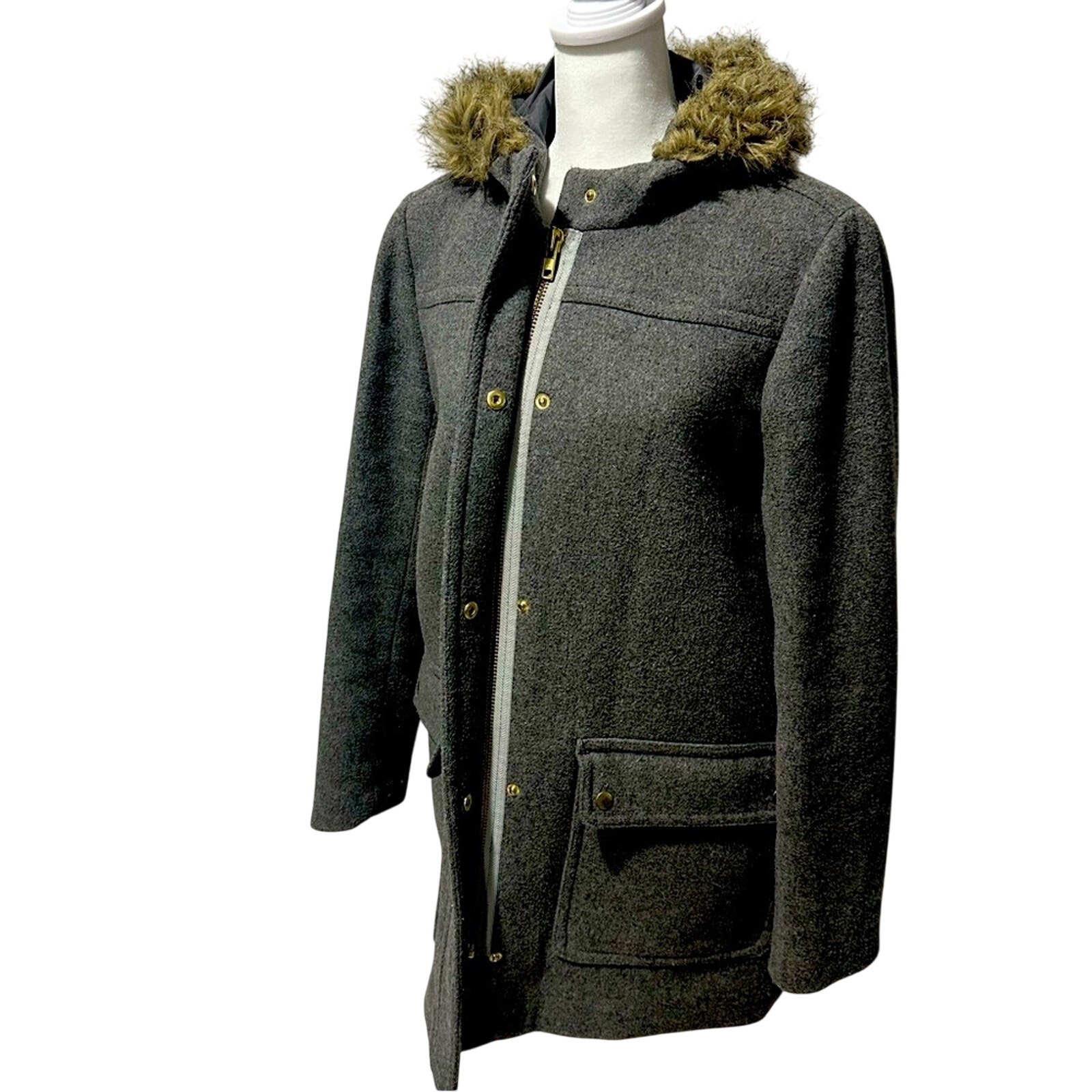 J Crew Gray Pea Coat, Size 8